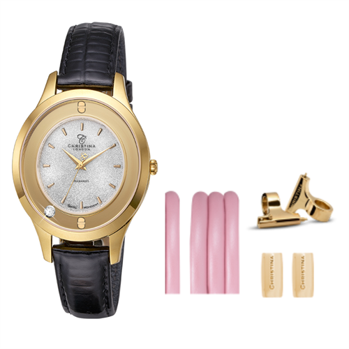 Collect ur Forgyldt  + Lyserød Watch Cord set - Christina Jewelry & Watches